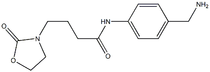 N-[4-(aminomethyl)phenyl]-4-(2-oxo-1,3-oxazolidin-3-yl)butanamide Struktur