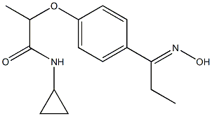 N-cyclopropyl-2-{4-[1-(hydroxyimino)propyl]phenoxy}propanamide Struktur