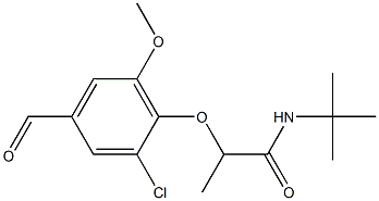 N-tert-butyl-2-(2-chloro-4-formyl-6-methoxyphenoxy)propanamide Struktur