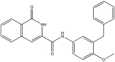 3-Isoquinolinecarboxamide,  1,2-dihydro-N-[4-methoxy-3-(phenylmethyl)phenyl]-1-oxo- Struktur