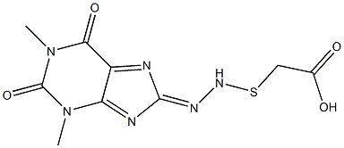 2-[(2E)-2-(1,3-dimethyl-2,6-dioxo-purin-8-ylidene)hydrazinyl]sulfanylacetic acid Struktur