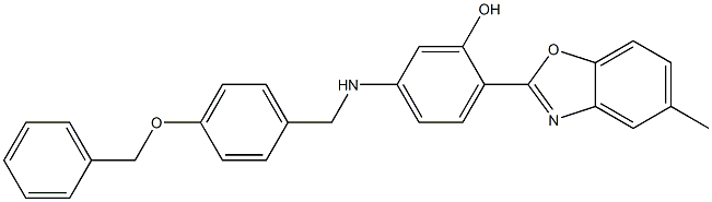 5-{[4-(benzyloxy)benzyl]amino}-2-(5-methyl-1,3-benzoxazol-2-yl)phenol Struktur