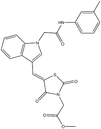 methyl [2,4-dioxo-5-({1-[2-oxo-2-(3-toluidino)ethyl]-1H-indol-3-yl}methylene)-1,3-thiazolidin-3-yl]acetate Struktur