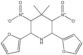 2,6-di(2-furyl)-3,5-bisnitro-4,4-dimethylpiperidine Struktur