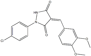 1-(4-chlorophenyl)-4-(3,4-dimethoxybenzylidene)-3,5-pyrazolidinedione Struktur