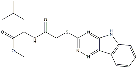 methyl 4-methyl-2-{[(5H-[1,2,4]triazino[5,6-b]indol-3-ylsulfanyl)acetyl]amino}pentanoate Struktur