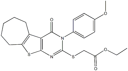 ethyl {[3-(4-methoxyphenyl)-4-oxo-3,5,6,7,8,9-hexahydro-4H-cyclohepta[4,5]thieno[2,3-d]pyrimidin-2-yl]sulfanyl}acetate Struktur