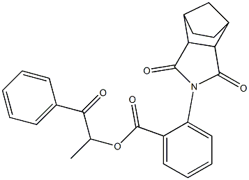 1-methyl-2-oxo-2-phenylethyl 2-(3,5-dioxo-4-azatricyclo[5.2.1.0~2,6~]dec-4-yl)benzoate Struktur