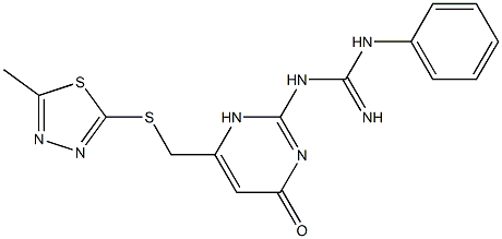 N-(6-{[(5-methyl-1,3,4-thiadiazol-2-yl)thio]methyl}-4-oxo-1,4-dihydro-2-pyrimidinyl)-N'-phenylguanidine Struktur