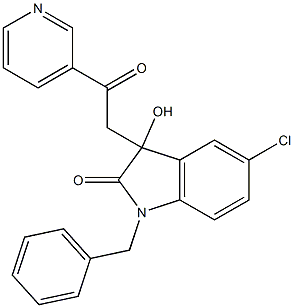 1-benzyl-5-chloro-3-hydroxy-3-[2-oxo-2-(3-pyridinyl)ethyl]-1,3-dihydro-2H-indol-2-one Struktur