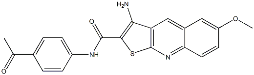 N-(4-acetylphenyl)-3-amino-6-methoxythieno[2,3-b]quinoline-2-carboxamide Struktur