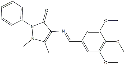 1,5-dimethyl-2-phenyl-4-[(3,4,5-trimethoxybenzylidene)amino]-1,2-dihydro-3H-pyrazol-3-one Struktur