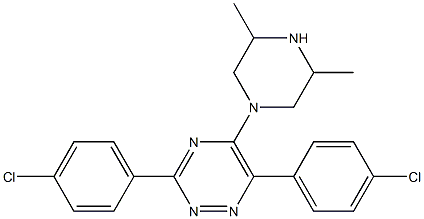 3,6-bis(4-chlorophenyl)-5-(3,5-dimethyl-1-piperazinyl)-1,2,4-triazine Struktur