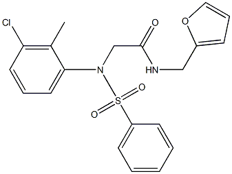 2-[3-chloro-2-methyl(phenylsulfonyl)anilino]-N-(2-furylmethyl)acetamide Struktur