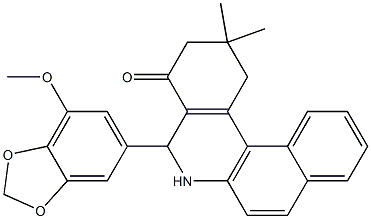 5-(7-methoxy-1,3-benzodioxol-5-yl)-2,2-dimethyl-2,3,5,6-tetrahydrobenzo[a]phenanthridin-4(1H)-one Struktur