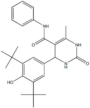 4-[3,5-bis(1,1-dimethylethyl)-4-hydroxyphenyl]-6-methyl-2-oxo-N-phenyl-1,2,3,4-tetrahydropyrimidine-5-carboxamide Struktur