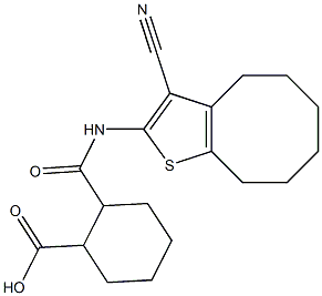 2-{[(3-cyano-4,5,6,7,8,9-hexahydrocycloocta[b]thiophen-2-yl)amino]carbonyl}cyclohexanecarboxylic acid Struktur