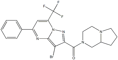 3-bromo-2-(hexahydropyrrolo[1,2-a]pyrazin-2(1H)-ylcarbonyl)-5-phenyl-7-(trifluoromethyl)pyrazolo[1,5-a]pyrimidine Struktur