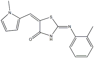 2-[(2-methylphenyl)imino]-5-[(1-methyl-1H-pyrrol-2-yl)methylene]-1,3-thiazolidin-4-one Struktur