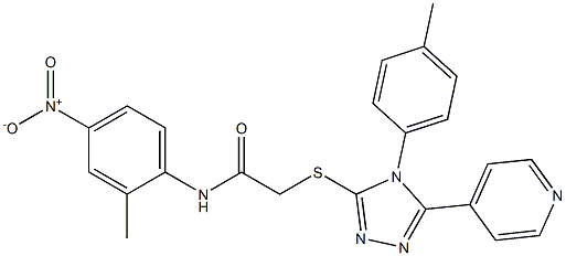 N-{4-nitro-2-methylphenyl}-2-{[4-(4-methylphenyl)-5-pyridin-4-yl-4H-1,2,4-triazol-3-yl]sulfanyl}acetamide Struktur