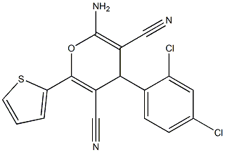 2-amino-4-(2,4-dichlorophenyl)-6-thien-2-yl-4H-pyran-3,5-dicarbonitrile Struktur