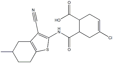 4-chloro-6-{[(3-cyano-5-methyl-4,5,6,7-tetrahydro-1-benzothien-2-yl)amino]carbonyl}-3-cyclohexene-1-carboxylic acid Struktur