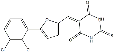 5-{[5-(2,3-dichlorophenyl)-2-furyl]methylene}-2-thioxodihydro-4,6(1H,5H)-pyrimidinedione Struktur