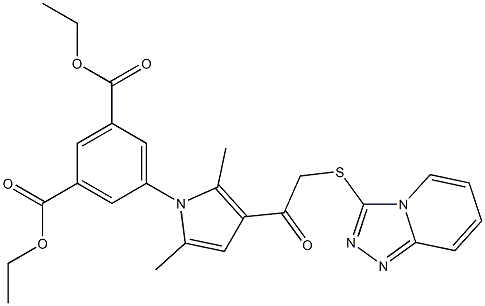 diethyl 5-{2,5-dimethyl-3-[([1,2,4]triazolo[4,3-a]pyridin-3-ylsulfanyl)acetyl]-1H-pyrrol-1-yl}isophthalate Struktur