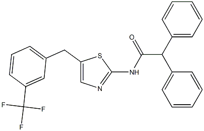 2,2-diphenyl-N-{5-[3-(trifluoromethyl)benzyl]-1,3-thiazol-2-yl}acetamide Struktur