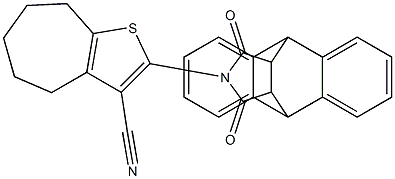 2-(16,18-dioxo-17-azapentacyclo[6.6.5.0~2,7~.0~9,14~.0~15,19~]nonadeca-2,4,6,9,11,13-hexaen-17-yl)-5,6,7,8-tetrahydro-4H-cyclohepta[b]thiophene-3-carbonitrile Struktur