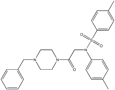 N-[2-(4-benzyl-1-piperazinyl)-2-oxoethyl]-4-methyl-N-(4-methylphenyl)benzenesulfonamide Struktur