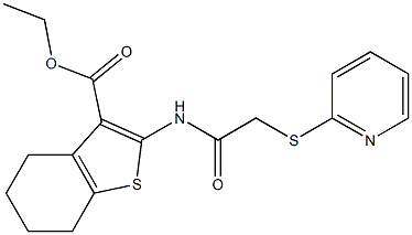 ethyl 2-{[(2-pyridinylsulfanyl)acetyl]amino}-4,5,6,7-tetrahydro-1-benzothiophene-3-carboxylate Struktur