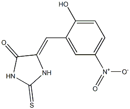 5-{2-hydroxy-5-nitrobenzylidene}-2-thioxo-4-imidazolidinone Struktur