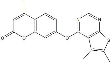 7-[(5,6-dimethylthieno[2,3-d]pyrimidin-4-yl)oxy]-4-methyl-2H-chromen-2-one Struktur