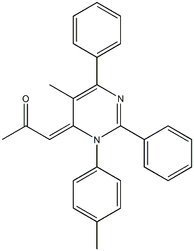 1-(5-methyl-3-(4-methylphenyl)-2,6-diphenyl-4(3H)-pyrimidinylidene)acetone Struktur