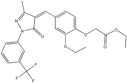 ethyl [2-ethoxy-4-({3-methyl-5-oxo-1-[3-(trifluoromethyl)phenyl]-1,5-dihydro-4H-pyrazol-4-ylidene}methyl)phenoxy]acetate Struktur