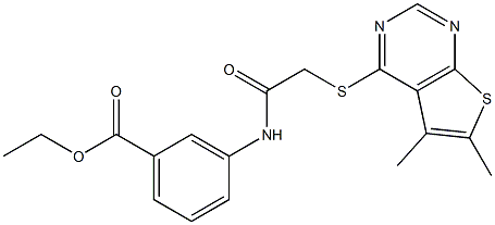 ethyl 3-({[(5,6-dimethylthieno[2,3-d]pyrimidin-4-yl)sulfanyl]acetyl}amino)benzoate Struktur