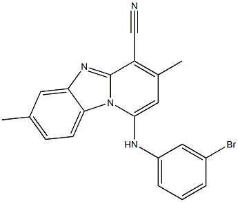 1-(3-bromoanilino)-3,7-dimethylpyrido[1,2-a]benzimidazole-4-carbonitrile Struktur