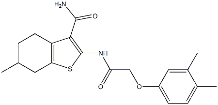 2-{[(3,4-dimethylphenoxy)acetyl]amino}-6-methyl-4,5,6,7-tetrahydro-1-benzothiophene-3-carboxamide Struktur