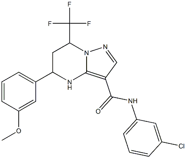 N-(3-chlorophenyl)-5-[3-(methyloxy)phenyl]-7-(trifluoromethyl)-4,5,6,7-tetrahydropyrazolo[1,5-a]pyrimidine-3-carboxamide Struktur