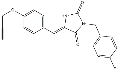 3-(4-fluorobenzyl)-5-[4-(prop-2-ynyloxy)benzylidene]imidazolidine-2,4-dione Struktur