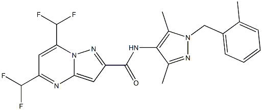 5,7-bis(difluoromethyl)-N-[3,5-dimethyl-1-(2-methylbenzyl)-1H-pyrazol-4-yl]pyrazolo[1,5-a]pyrimidine-2-carboxamide Struktur