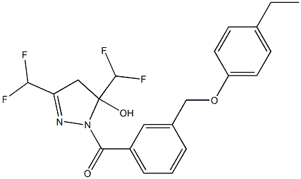 3,5-bis(difluoromethyl)-1-{3-[(4-ethylphenoxy)methyl]benzoyl}-4,5-dihydro-1H-pyrazol-5-ol Struktur