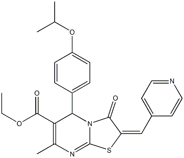 ethyl 5-(4-isopropoxyphenyl)-7-methyl-3-oxo-2-(4-pyridinylmethylene)-2,3-dihydro-5H-[1,3]thiazolo[3,2-a]pyrimidine-6-carboxylate Struktur