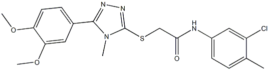 2-({5-[3,4-bis(methyloxy)phenyl]-4-methyl-4H-1,2,4-triazol-3-yl}sulfanyl)-N-(3-chloro-4-methylphenyl)acetamide Struktur