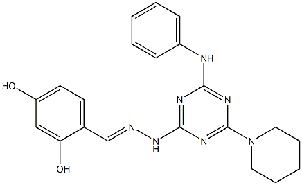 2,4-dihydroxybenzaldehyde [4-anilino-6-(1-piperidinyl)-1,3,5-triazin-2-yl]hydrazone Struktur