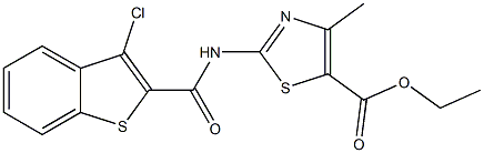 ethyl 2-{[(3-chloro-1-benzothien-2-yl)carbonyl]amino}-4-methyl-1,3-thiazole-5-carboxylate Struktur