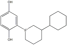 3-cyclohexyl-1-(2,5-dihydroxyphenyl)tetrahydro-2H-thiopyranium Struktur