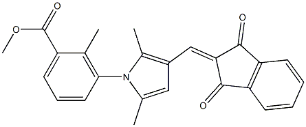 methyl 3-{3-[(1,3-dioxo-1,3-dihydro-2H-inden-2-ylidene)methyl]-2,5-dimethyl-1H-pyrrol-1-yl}-2-methylbenzoate Struktur