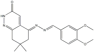 3,4-dimethoxybenzaldehyde (7,7-dimethyl-3-oxo-2,6,7,8-tetrahydro-5(3H)-cinnolinylidene)hydrazone Struktur